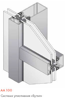 Фасад стойка-ригель AA100 (butyl) Kawneer