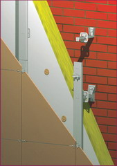 Навесная фасадная система с воздушным зазором для облицовки плитами из керамогранита СД01 